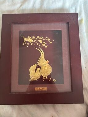 Prima Art Gold Foil Rooster Framed Artwork - Burgundy